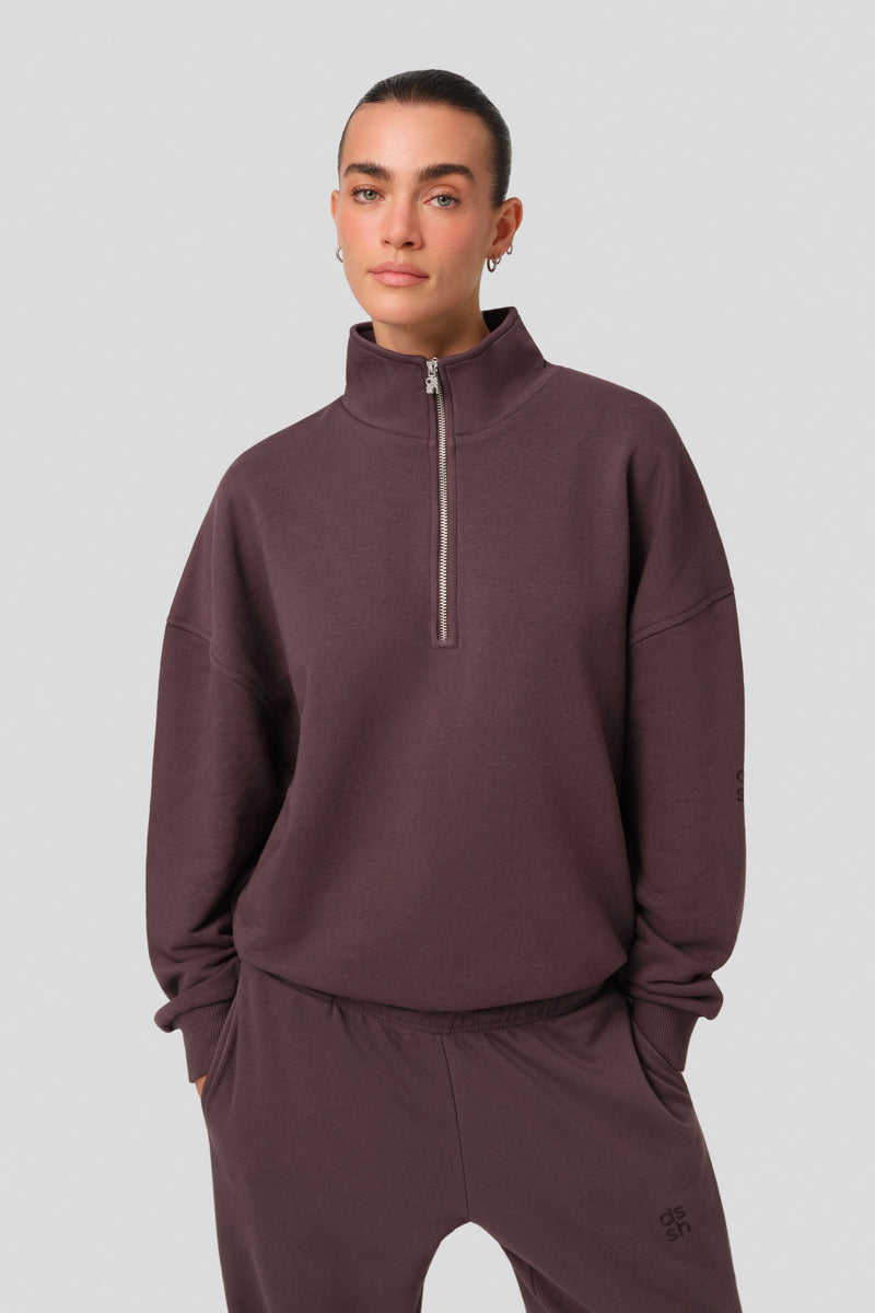 Lounge Logo Nakışlı Yarım Fermuarlı Sweatshirt