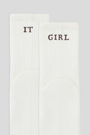 LOUNGEWEAR IT GIRL YAZILI BEYAZ / KAHVERENGİ ÇORAP
