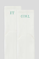 LOUNGEWEAR IT GIRL YAZILI BEYAZ / YEŞİL ÇORAP