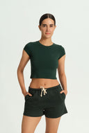 LOUNGEWEAR YEŞİL CROP TİŞÖRT