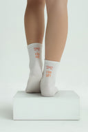 LOUNGEWEAR FİYONKLU BEYAZ / TURUNCU ÇORAP