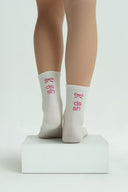 LOUNGEWEAR FİYONKLU BEYAZ / PEMBE ÇORAP