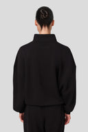 SİYAH RELAXED YARIM FERMUARLI SWEATSHIRT
