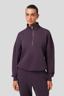 DEEP PLUM RELAXED YARIM FERMUARLI SWEATSHIRT
