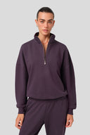 DEEP PLUM RELAXED YARIM FERMUARLI SWEATSHIRT