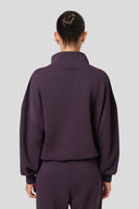 DEEP PLUM RELAXED YARIM FERMUARLI SWEATSHIRT